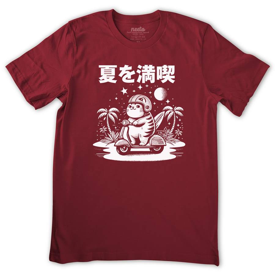 Cat Surfing Scooter T-shirt
