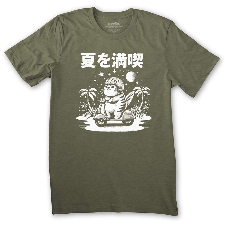 Cat Surfing Scooter T-shirt